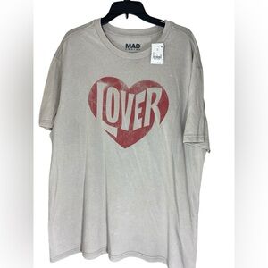 Mad Engine Men’s XL Lover Distressed Crew Neck Relaxed Fit Unisex T-shirt